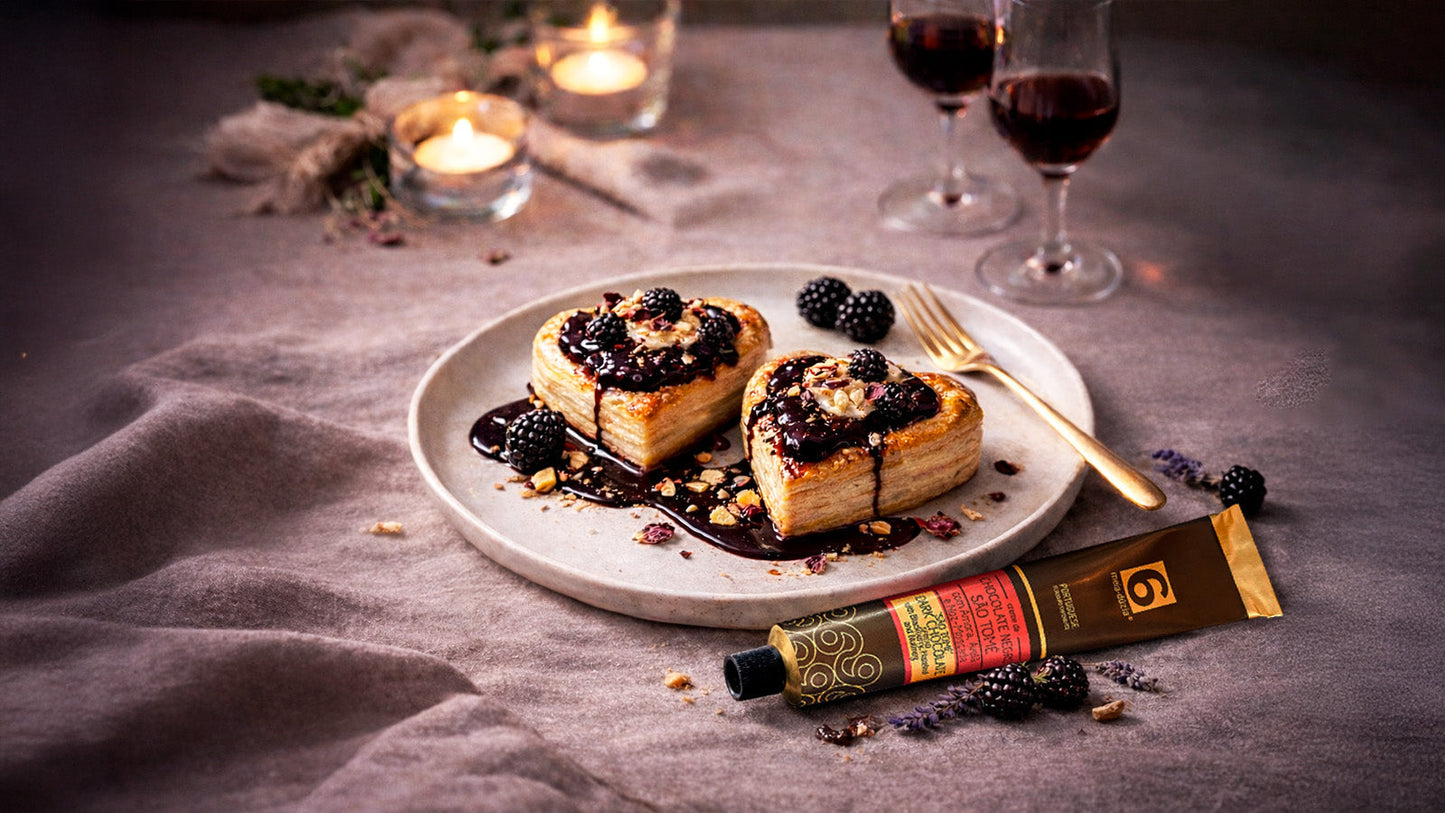 Corações de Folhado com Chocolate Negro São Tomé e Amora