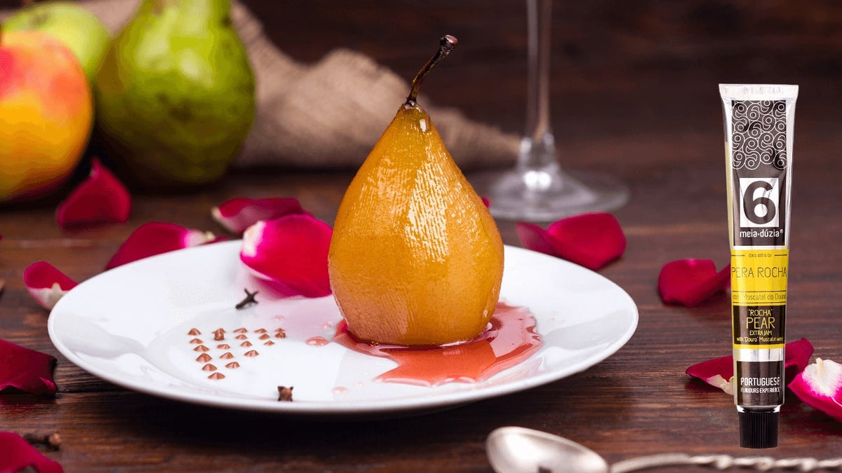 Drunk Rocha Pears with Lemon Ice Cream and ‘Rocha’ Pear Jam – meia.dúzia®