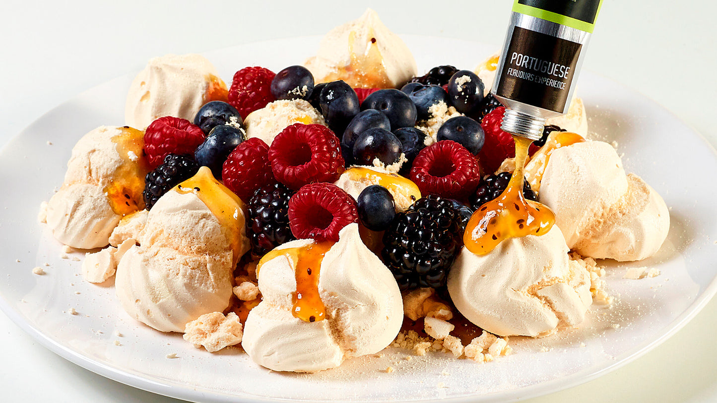 Suspiros com Frutos Vermelhos e Doce de Kiwi com Moscatel do Douro