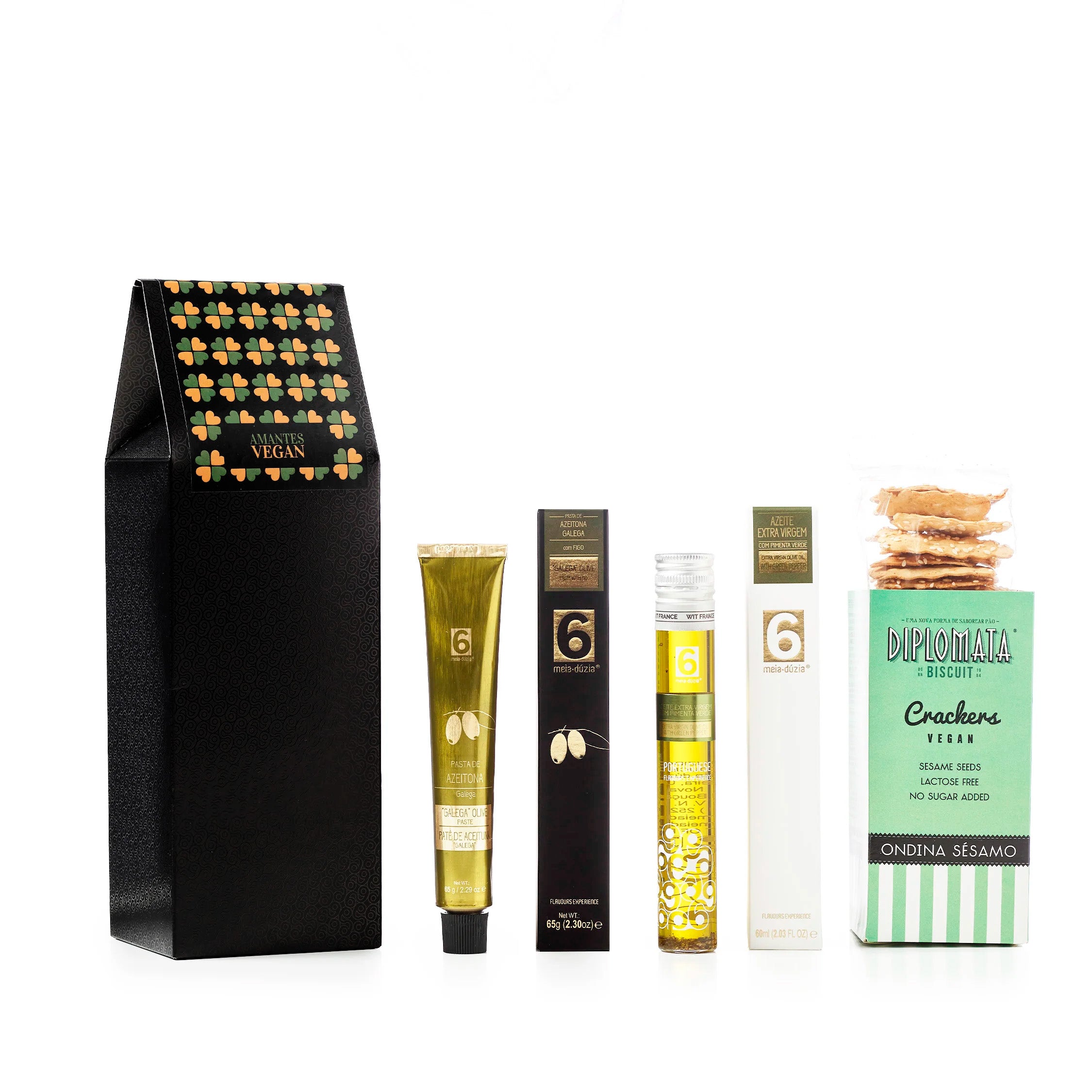Box Amantes Vegan: Azeite + Pasta de Azeitona + Crackers - Prenda Dia dos Namorados