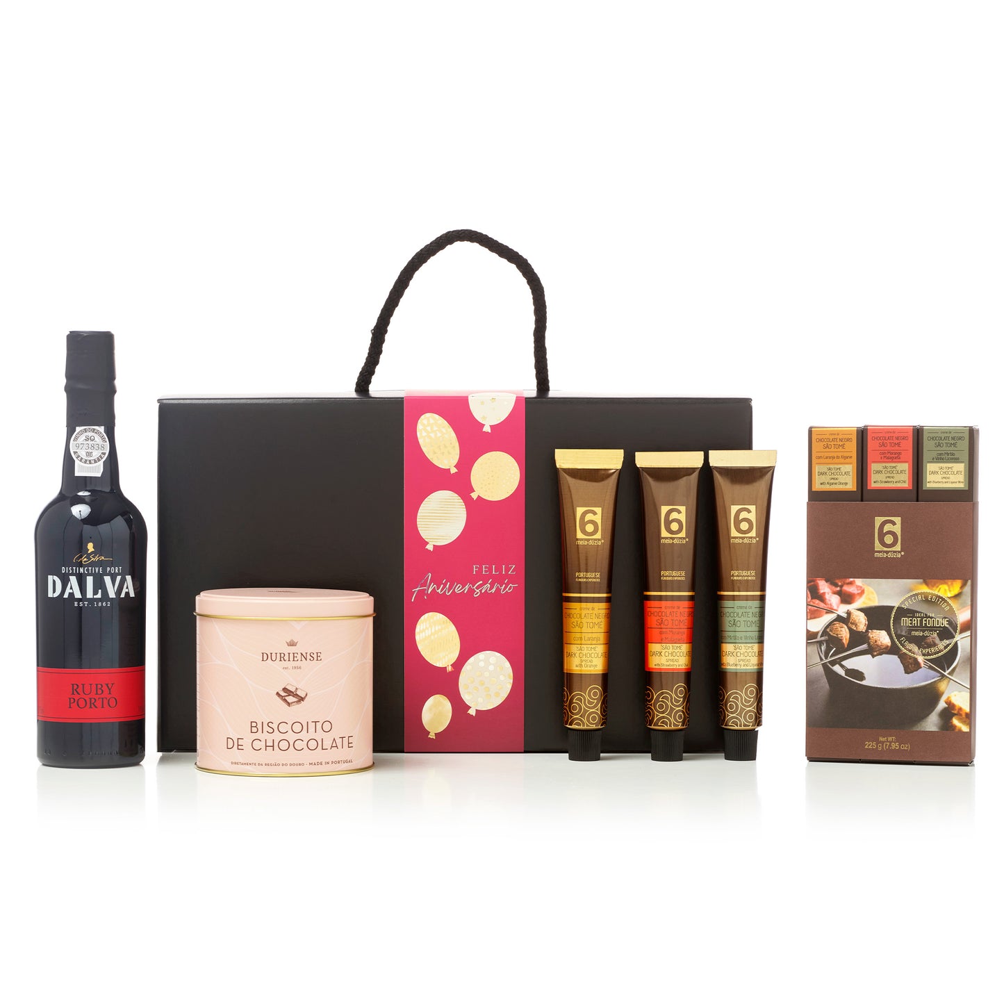 Cabaz Presente de Aniversário | Experiência Amantes de Chocolate. Sabores de Portugal num presente de aniversário gourmet que todos amam receber. meia.dúzia® Sabores de Portugal, prendas de aniversário gourmet