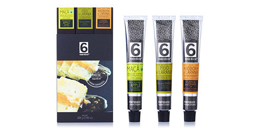 Pack 3 ideal para queijo, com compota de maçã bravo de esmolfe com canela, compota de figo e laranja com vinho do porto, compota de abobora e laranja com mel, canela e amêndoas meia.dúzia