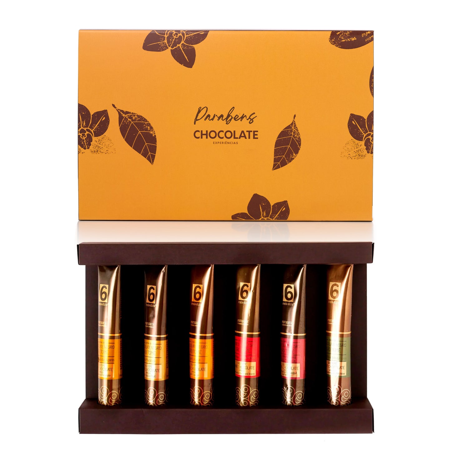 PACK 6 Chocolate Negro | Presente de Aniversário - Amantes de Chocolate. Sabores de Portugal num presente de aniversário gourmet que todos amam receber. meia.dúzia® Sabores de Portugal, prendas de aniversário gourmet