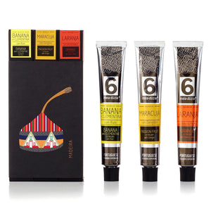 
                  
                    PACK 3 Doces – Recordação da ilha da Madeira Portugal, inclui:compota de banana e clementina com rum, compota de maracujá com gengibre, compota de laranja com vinho da Madeira - doces portugueses gourmet em bisnaga by meia.dúzia - sabores de Portugal
                  
                