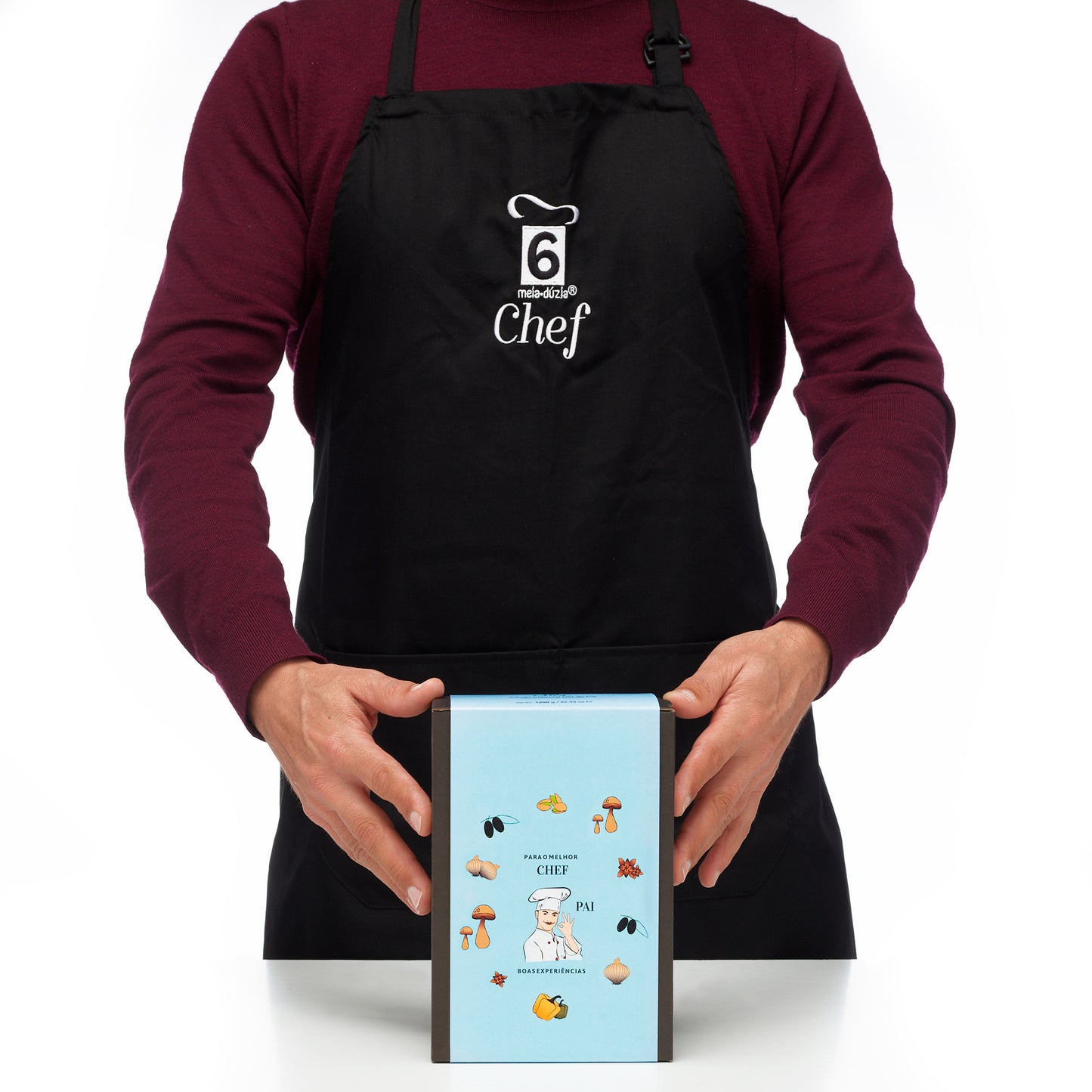 BOX CHEF - 1ª Edição com Livro de Receitas & Avental | Dia do Pai, Experiências Gourmet 100% Portuguesas, meia.dúzia® Sabores de Portugal