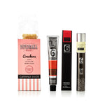Box experiência especial Dia dos Namorados com crackers capinhas doces Diplomata, compota de framboesa e groselha com lúcia-lima e chá verde com jasmim meia.dúzia