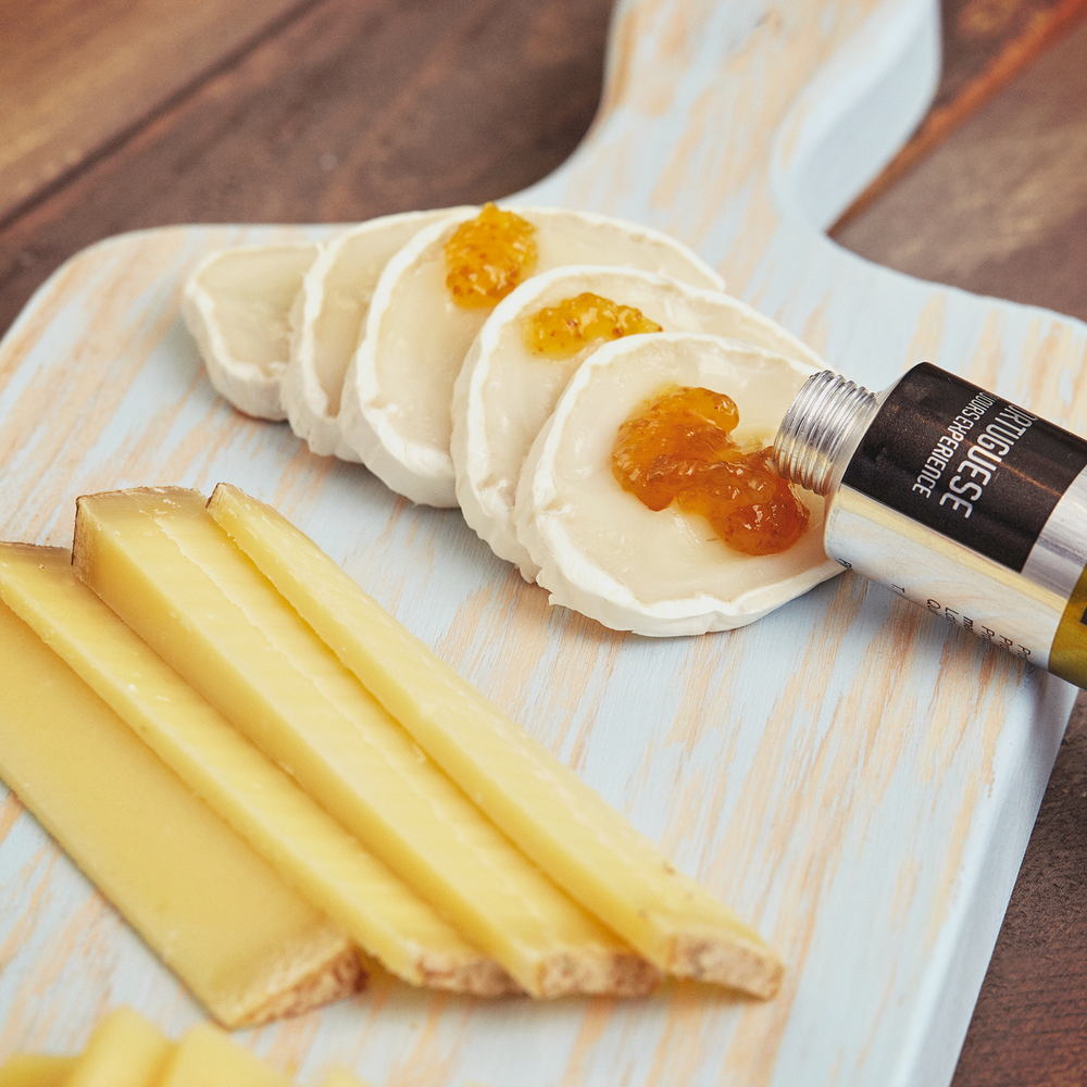 Queijo chévre com Doce Extra de Figo e Laranja com Canela - compota artesanal em bisnaga by meia.dúzia - sabores de Portugal