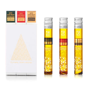 
                  
                    PACK 3 Azeites - Árvore de Natal, inclui: azeite extra virgem com pimenta verde, azeite extra virgem com malagueta e azeite extra virgem com pimenta preta - sabores portugueses gourmet by meia.dúzia - sabores de Portugal
                  
                